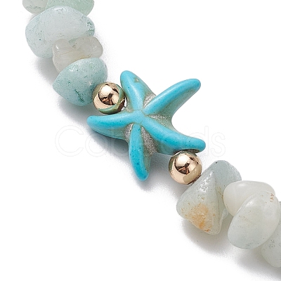 Natural Flower Amazonite Chip Beaded Stretch Bracelets BJEW-JB10689-01-1