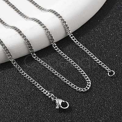 Non-Tarnish Unisex 304 Stainless Steel Curb Chain/Twisted Chain Necklaces STAS-D0002-34P-1