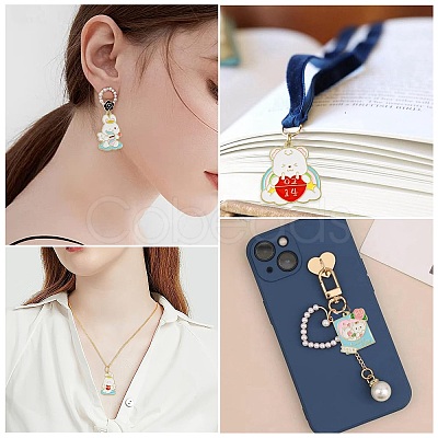 34Pcs 17 Styles Valentine's Day Alloy Enamel Pendants FIND-CJ0002-98-1