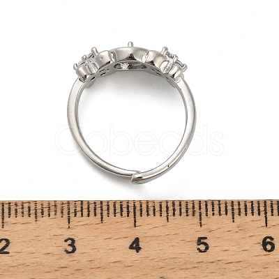 Adjustable Brass Cuff Rings ZIRC-F076-02P-1