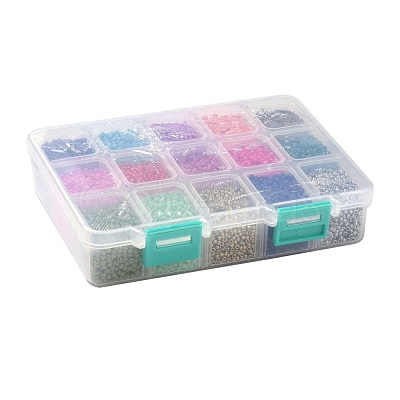 375G 15 Colors Baking Paint K9 Glass Seed Beads SEED-JP0004-03-2mm-1