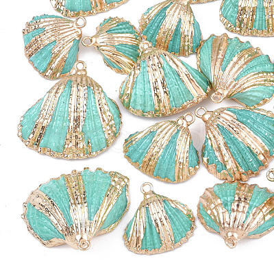 Spray Paint & Electroplate Sea Shell Pendants SSHEL-S262-09C-1