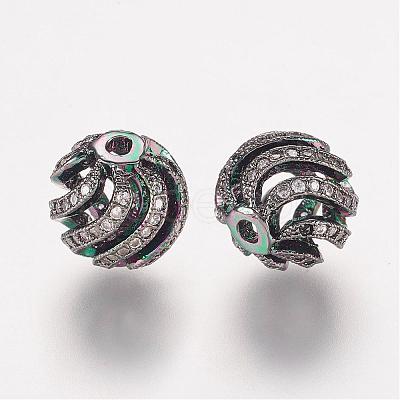 Brass Micro Pave Cubic Zirconia Beads ZIRC-K063-04B-1