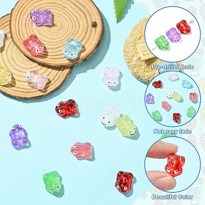16Pcs 8 Colors Transparent Glass Enamel Beads GLAA-CJ0002-66-1