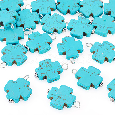 20Pcs Dyed Synthetic Turquoise Pendants PALLOY-TADJ00005-1