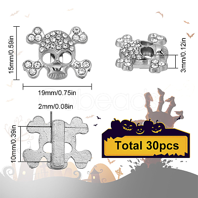 30Pcs Alloy Rhinestone Slide Charms FIND-SC0010-35-1