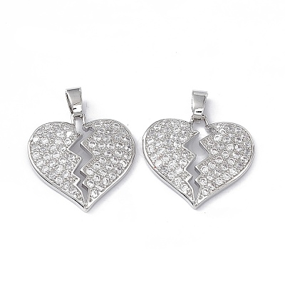 Brass Clear Cubic Zirconia Pendants KK-E068-VA124-1-1