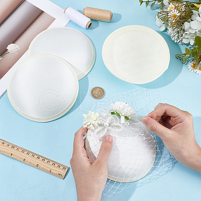 Satin Fabric with Polyester Flat Round Fascinator Hat Base for Millinery FIND-WH0173-320A-1