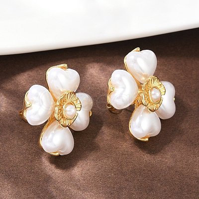 304 Stainless Steel Flower Stud Earrings EJEW-A138-09G-1