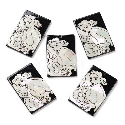 Opaque Sleeping Human Pattern Acrylic Pendants BACR-D001-01C-1