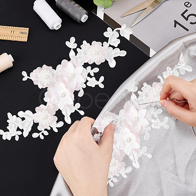 Flower Pattern Polyester Computerized Embroidered Appliques DIY-WH0387-36B-1