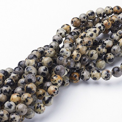 Natural Dalmatian Jasper Bead Strands G-R345-6mm-51-1