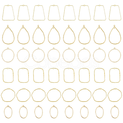 48Pcs 6 Styles Alloy Open Back Bezel Pendants FIND-DC0002-07-1
