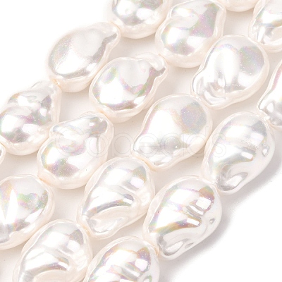Electroplate Porcelain Imitation Pearl Beads Strands BSHE-Z009-08-1