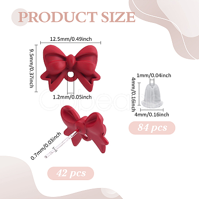42Pcs Alloy Bowknot Stud Earring Findings EJEW-ME0001-28-1