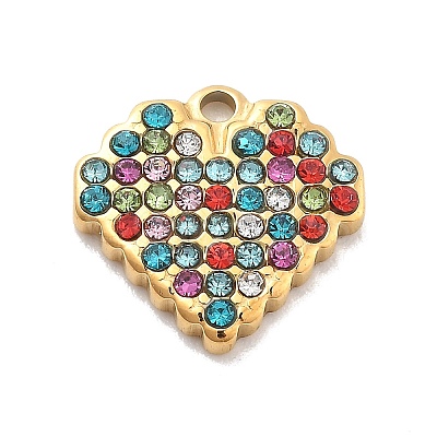 304 Stainless Steel Rhinestone Charms STAS-M092-06G-06-1