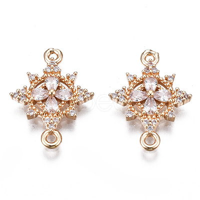 Brass Micro Pave Clear Cubic Zirconia Links Connectors KK-S359-146-RS-1