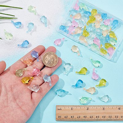 70Pcs 7 Colors Luminous Transparent Resin Shark Ornaments DJEW-SC0001-23-1