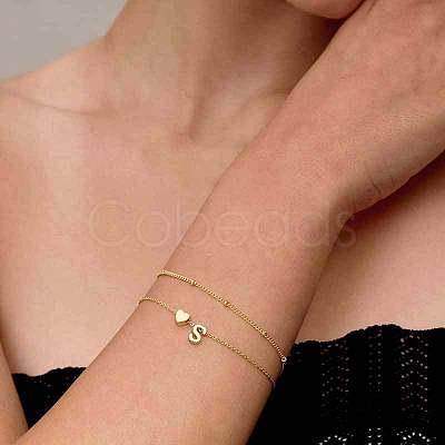 2Pcs 2 Styles Brass Beaded Bracelets & Satellite Chains Bracelets for Women FS-WG4A116-20-1