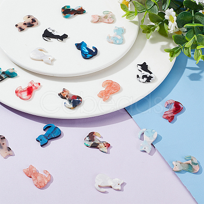 20Pcs 10 Colors Opaque Cellulose Acetate(Resin) Pendants RESI-PH0001-82-1