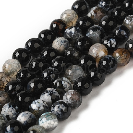 Dyed & Heated Natural Fire Crackle Agate Beads Strands G-P539-B01-10-1