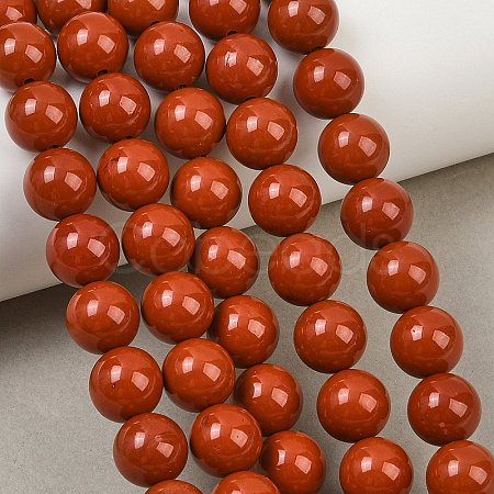 Grade A Natural Red Jasper Bead Strands G-P075-36-10mm-1