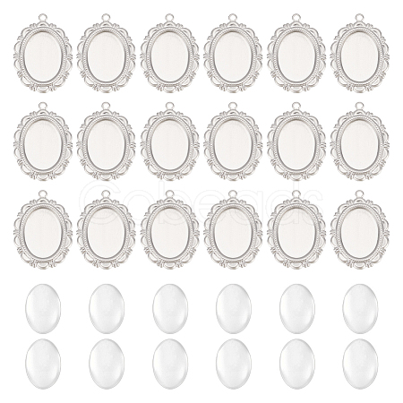 Unicraftale 50Pcs 316 Surgical Stainless Steel Pendant Cabochon Settings STAS-UN0049-60-1