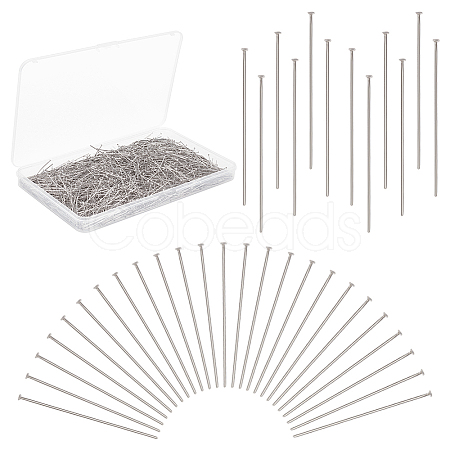 PandaHall Elite 1500Pcs 304 Stainless Steel Flat Head Pins STAS-PH0004-61-1