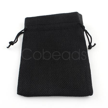 Polyester Imitation Burlap Packing Pouches Drawstring Bags ABAG-R005-17x23-09-1