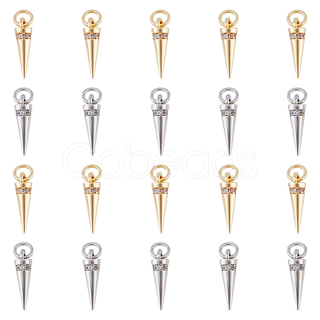 DICOSMETIC 20Pcs 2 Colors Rack Plating Brass Micro Pave Cubic Zirconia Charms KK-DC0003-33-1