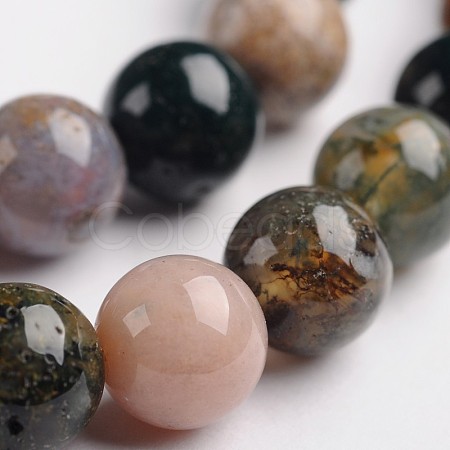 Round Natural Indian Agate Gemstone Bead Strands G-J333-07-8mm-1