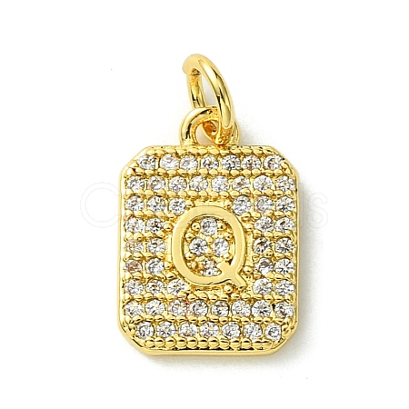 Rack Plating Brass Micro Pave Clear Cubic Zirconia Charms KK-G501-01Q-G-1