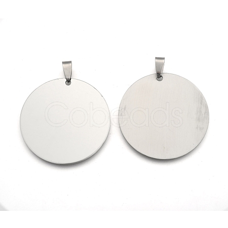 Non-Tarnish 201 Stainless Steel Flat Round Mirror Polished Finish Stamping Blank Tag Pendants STAS-S030-10-1