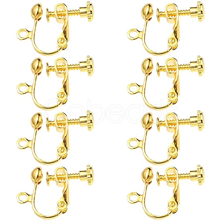 Rack Plated Brass Screw Clip-on Earring Findings KK-YW0001-10G-1