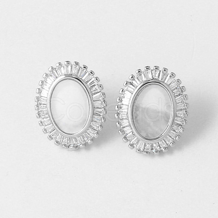 Brass Micro Pave Cubic Zirconia Stud Earrings WG14582-01-1