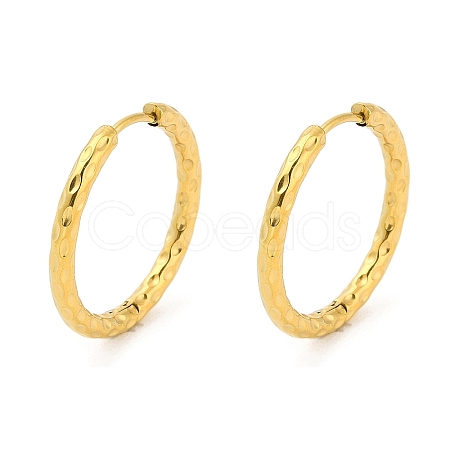 Ion Plating(IP) 304 Stainless Steel Textured Huggie Hoop Earrings EJEW-G374-02G-G-1