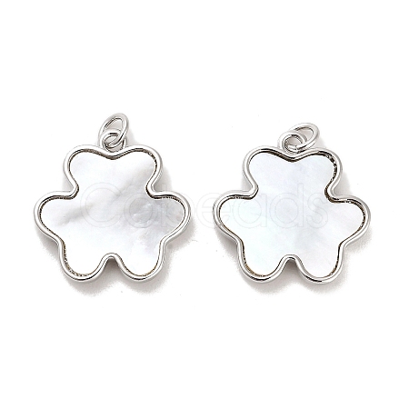 Brass Pave Shell Pendants KK-K365-08A-P-1