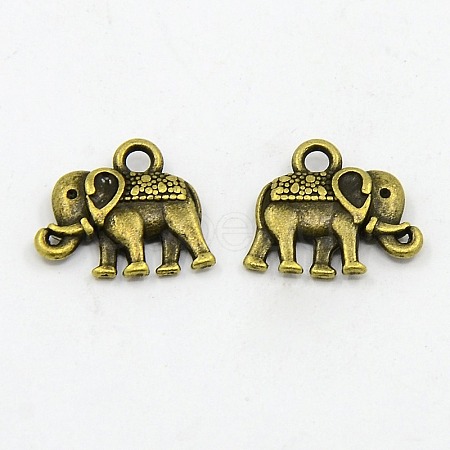 Vintage Elephant Charms A-PALLOY-ZN-47017-AB-F-1