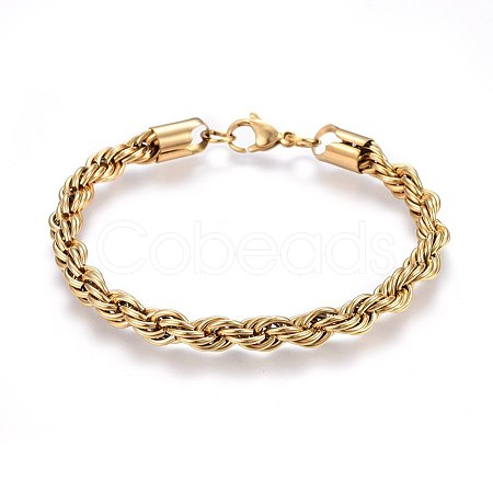 304 Stainless Steel Rope Chain Bracelets X-BJEW-H574-04G-1
