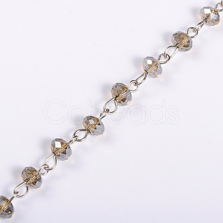 Handmade Rondelle Glass Beads Chains for Necklaces Bracelets Making AJEW-JB00038-05-1