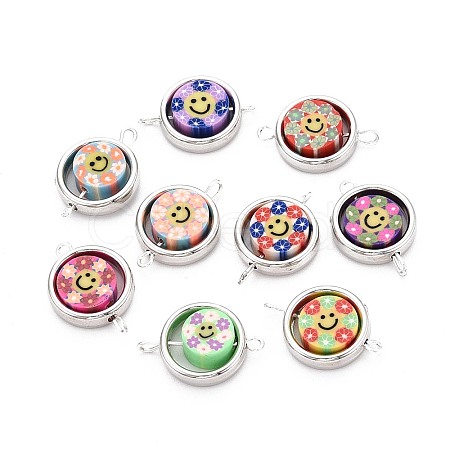 Polymer Clay Beads with CCB Plastic Frame Connector Charms CLAY-T022-35M-04-1