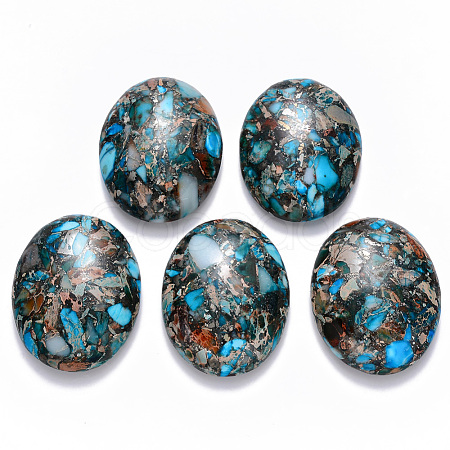 Synthetic Gold Line Imperial Jasper Cabochons G-R457-02A-1
