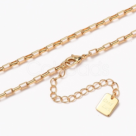 Brass Box Chain Necklaces NJEW-H206-01B-G-1