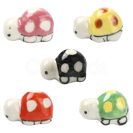 10Pcs 5 Colors Handmade Printed Porcelain Beads PORC-CJ0001-21-1