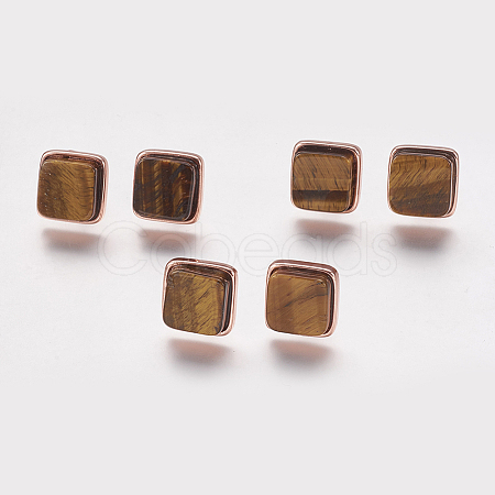 Natural Tiger Eye Stud Earrings EJEW-F139-A02-1