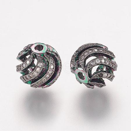 Brass Micro Pave Cubic Zirconia Beads ZIRC-K063-04B-1