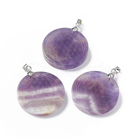 Natural Amethyst Pendants G-P491-03P-01-1