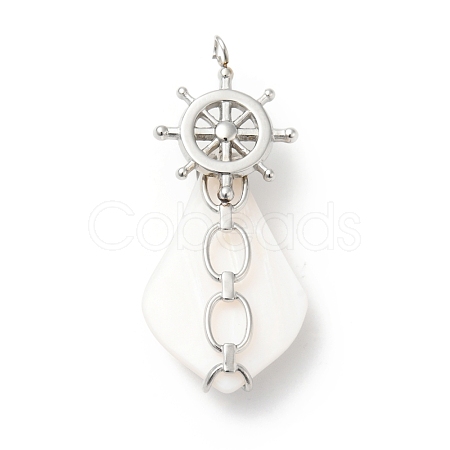 Natural White Shell Pendants SSHEL-G025-03P-1