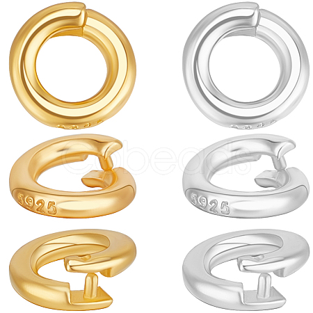 12Pcs 2 Styles 925 Sterling Silver Locking Jump Ring STER-BBC0008-13-1
