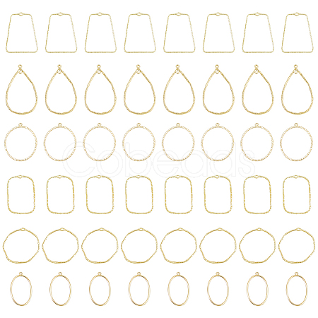48Pcs 6 Styles Alloy Open Back Bezel Pendants FIND-DC0002-07-1